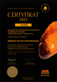 Certyfikat Krajowa Izba Gospodarcza Bursztynu