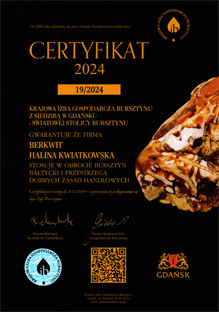 Certyfikat Krajowa Izba Gospodarcza Bursztynu